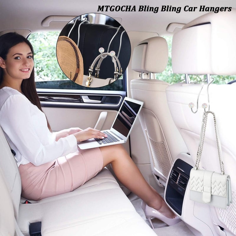 MTGOCHA Bling Purse Hook for Car Headrest, Upgraded Cute Car Seat Hooks for Bag Handbag, Durable Stainless Auto Purse Hanger Holder 2 Pack, Colorful - Image 2